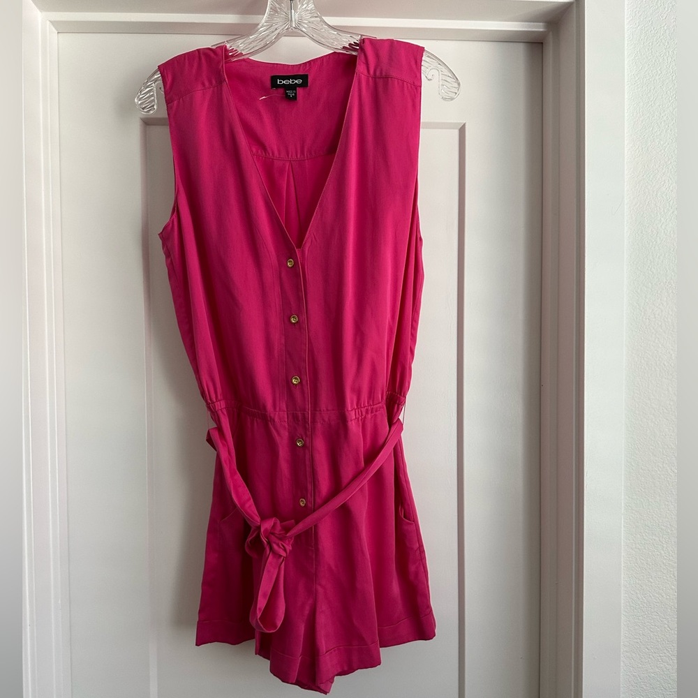 Bebe Pink Sleeveless button up Romper
